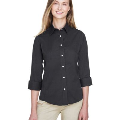 Women's Perfect Fit™ Three-Quarter Sleeve Stretch Poplin Dress Shirt Thumbnail